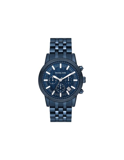 michael kors watch navy dial brown leather|Oversized Hutton Navy.